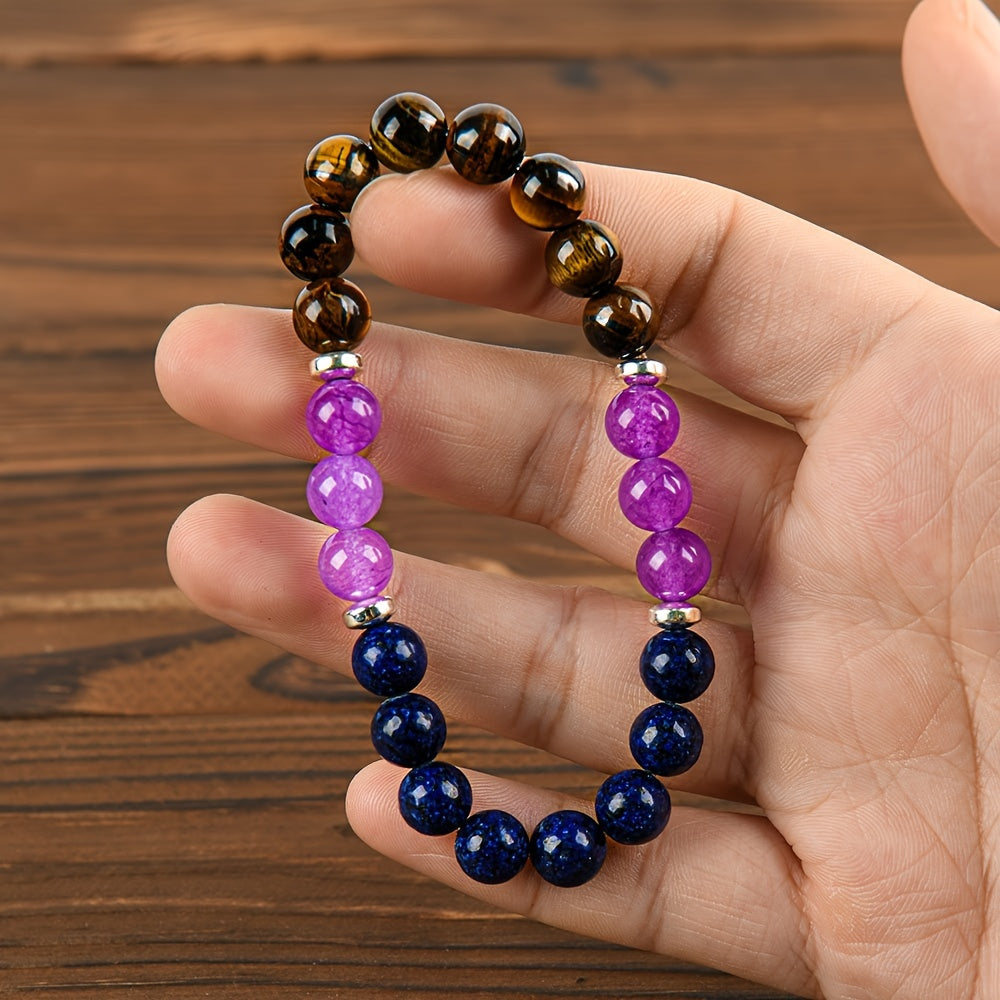 Crystal Bracelet Beaded Tiger's Eye Stone Jewelry For Men And Women, The Perfect Gift For Handmade Beaded Jewelry, Brings Serenity & Luck-Infused With Prosperity Energy