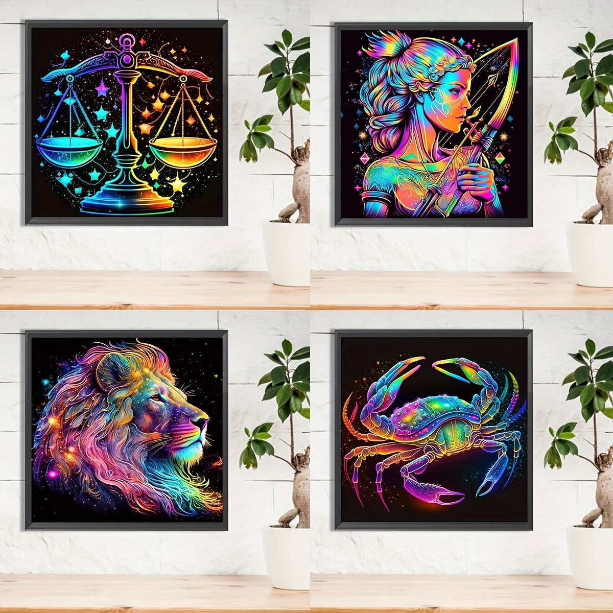 Diamond Painting - DIY 5D Zodiac Gemstone Painting White, Golden, and, Double, Triple, Crab, Lion, Virgin, and, Scorpio, and, Gemstone, Water, Art, Set, Full, Round, Diamond, Water, Art, Set, Full, Round, Diamond, Water, Art,