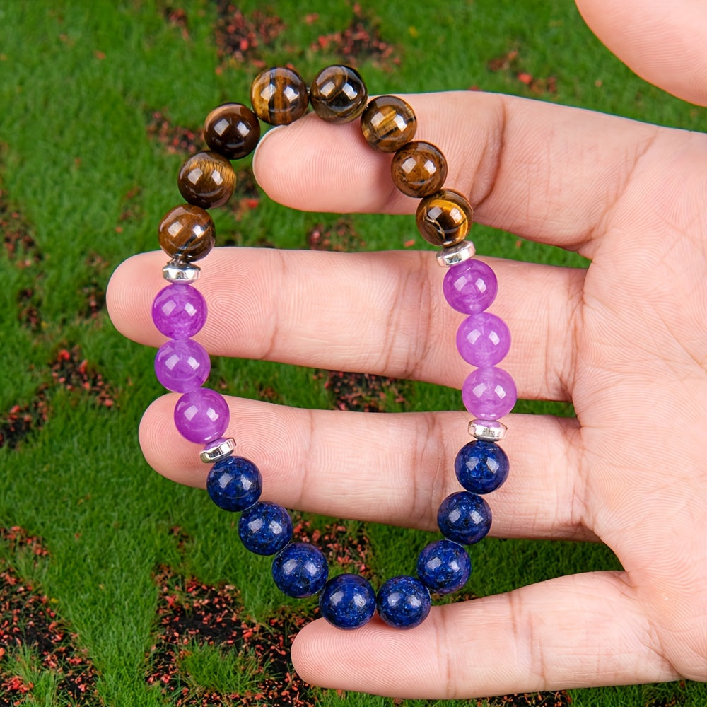 Crystal Bracelet Beaded Tiger's Eye Stone Jewelry For Men And Women, The Perfect Gift For Handmade Beaded Jewelry, Brings Serenity & Luck-Infused With Prosperity Energy