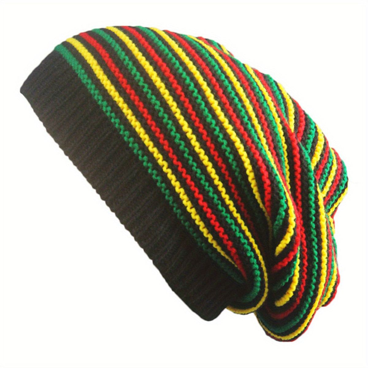 Rainbow Stripe Soft & Cozy Slouchy Beanie - Fashionable Knit Turban Hat for Warmth and Comfort - Elastic, Lightweight Skull Cap - Perfect Unisex Chemo Hat for Women and Men