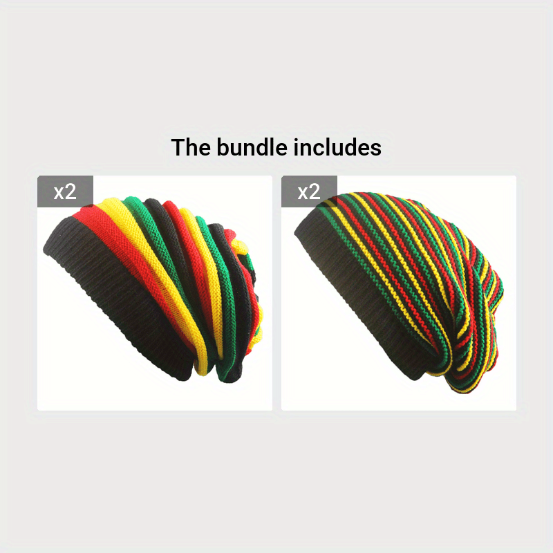 Rainbow Stripe Soft & Cozy Slouchy Beanie - Fashionable Knit Turban Hat for Warmth and Comfort - Elastic, Lightweight Skull Cap - Perfect Unisex Chemo Hat for Women and Men