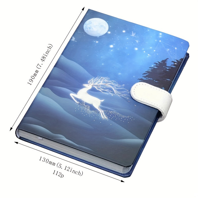A5 Size 112 Sheets Elk Color Page Book - Magnetic Buckle Hardside Hardcover Student Hand Account Journal with Premium Quality Pages