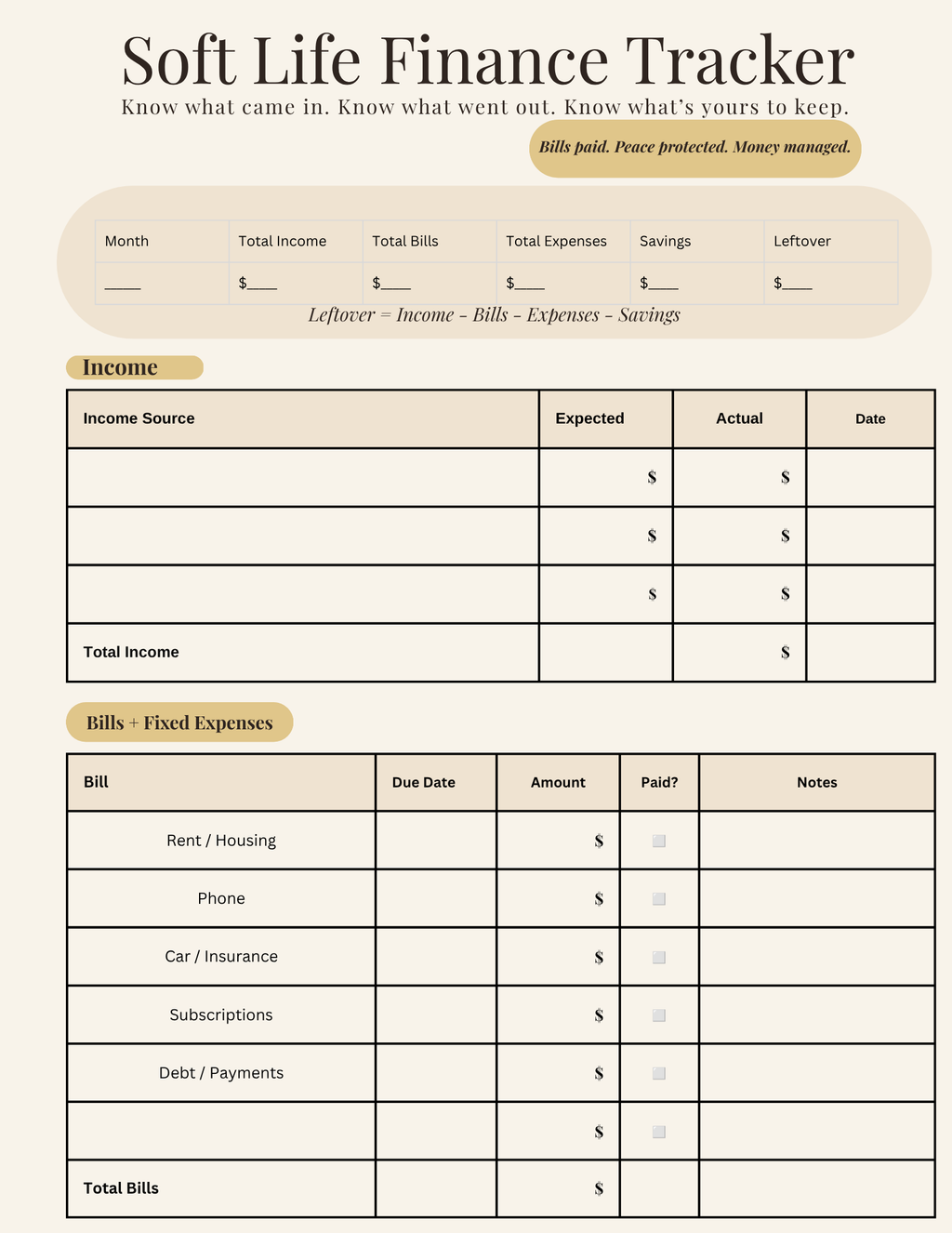 Soft Life Finance Tracker