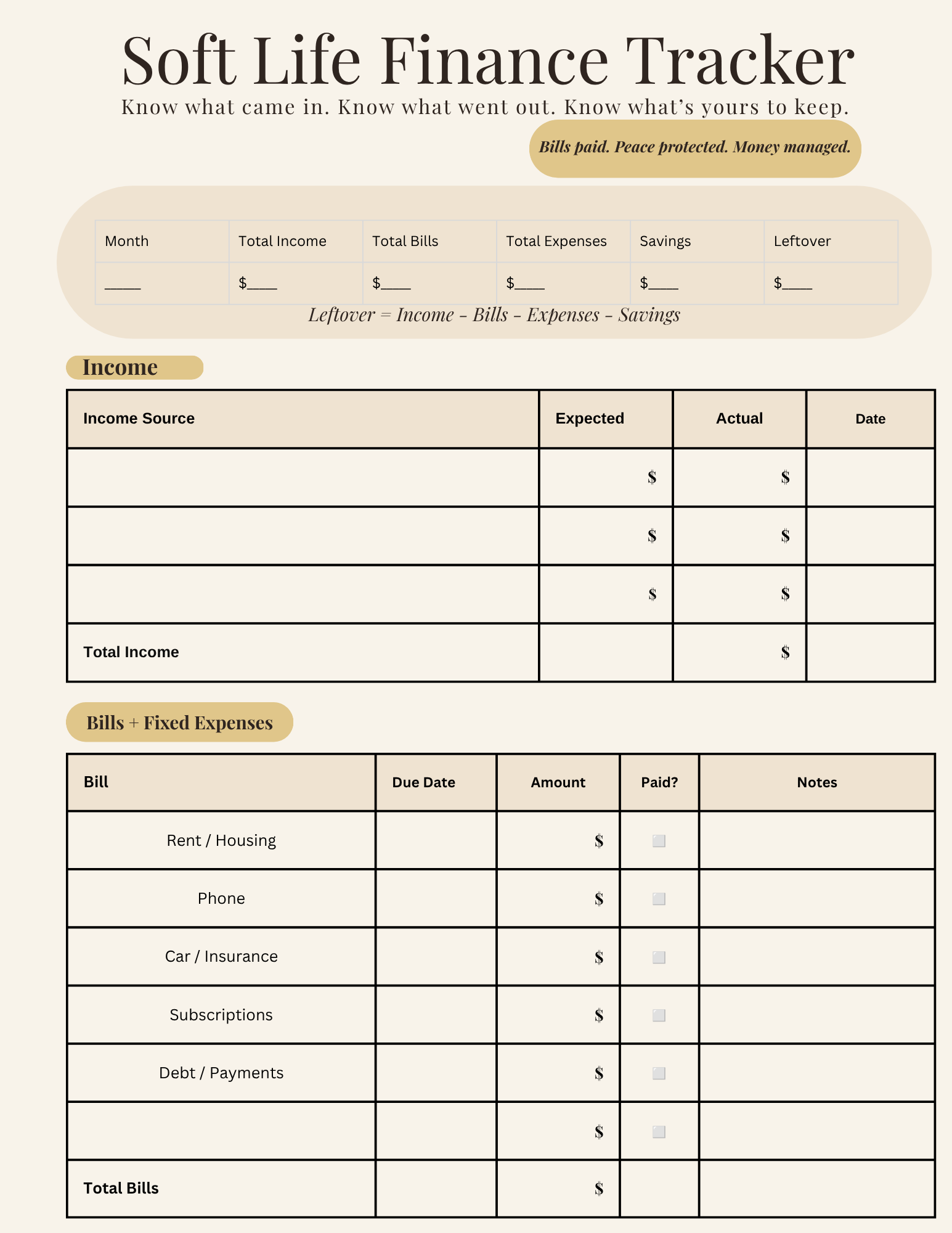 Soft Life Finance Tracker