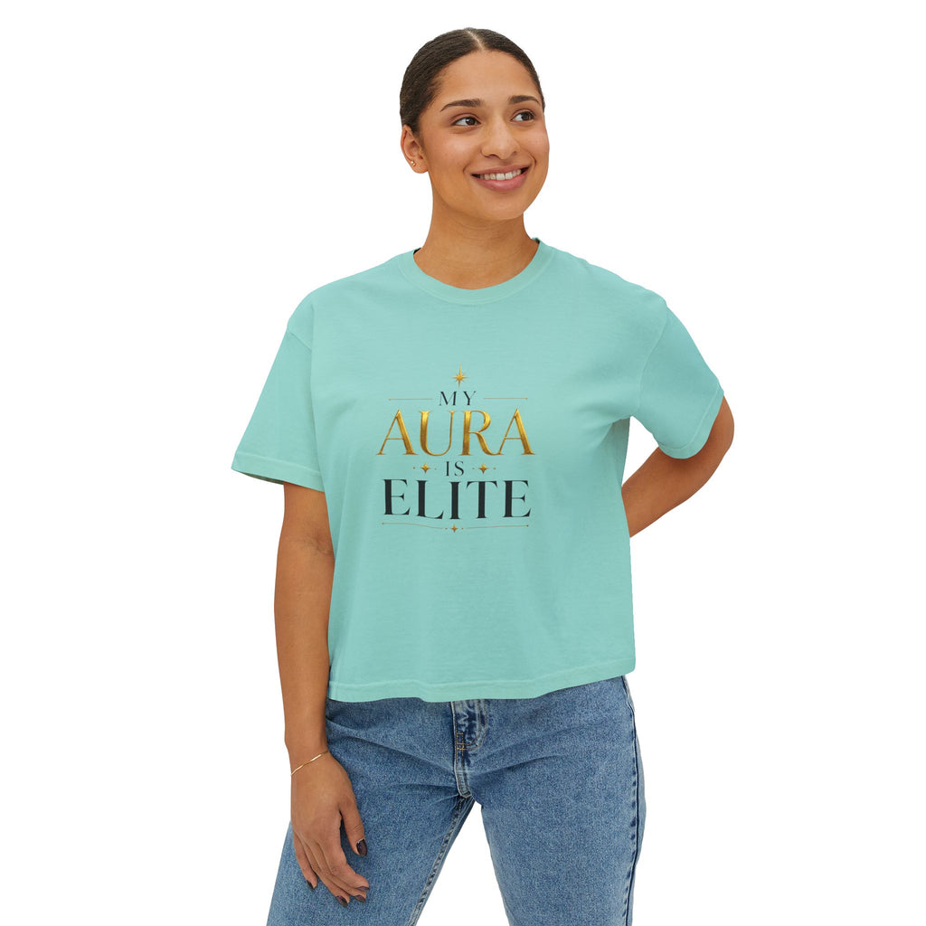 'My Aura is Elite' Crop T‑Shirt