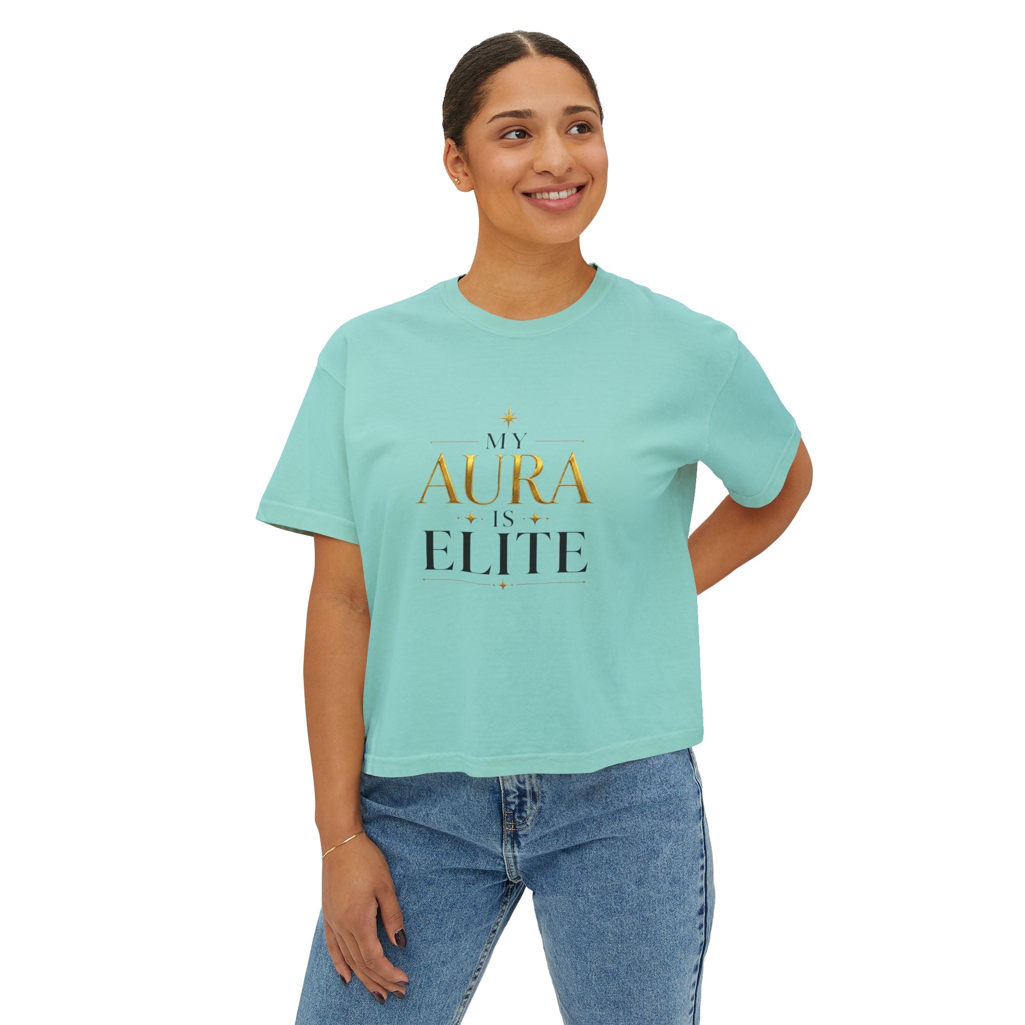 'My Aura is Elite' Crop T‑Shirt