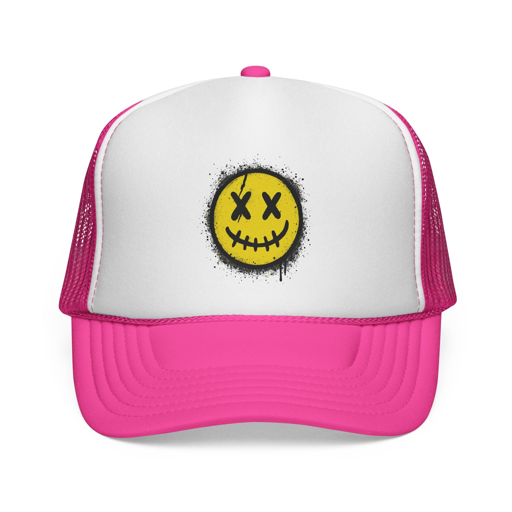 SHG Smiley Face Trucker Cap - Trendy Casual Hat for Festivals, Outdoor Events, Summer Fun, Gift for Friends, Streetwear Essential