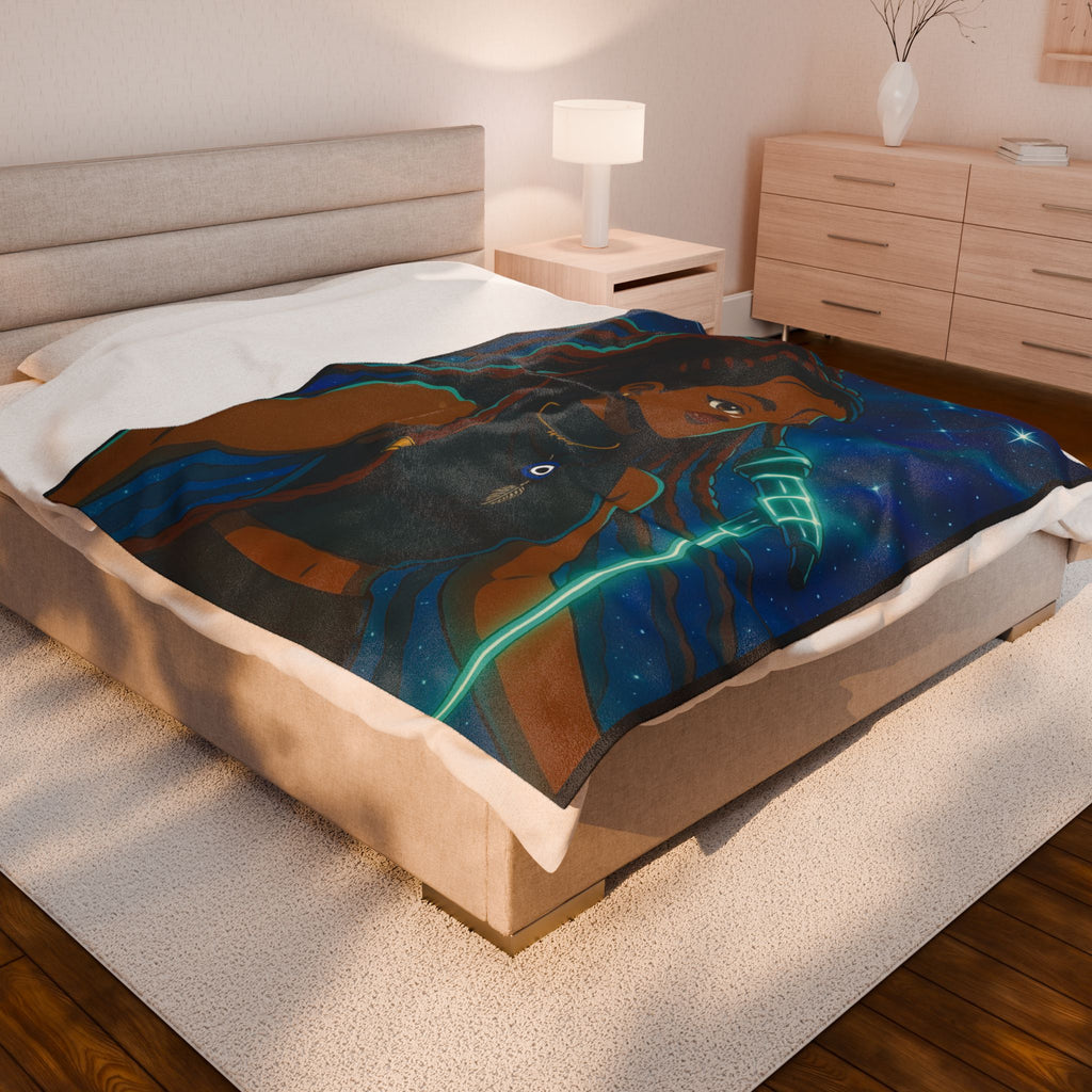 AURA Inspired Velveteen Plush Blanket with Music Motif