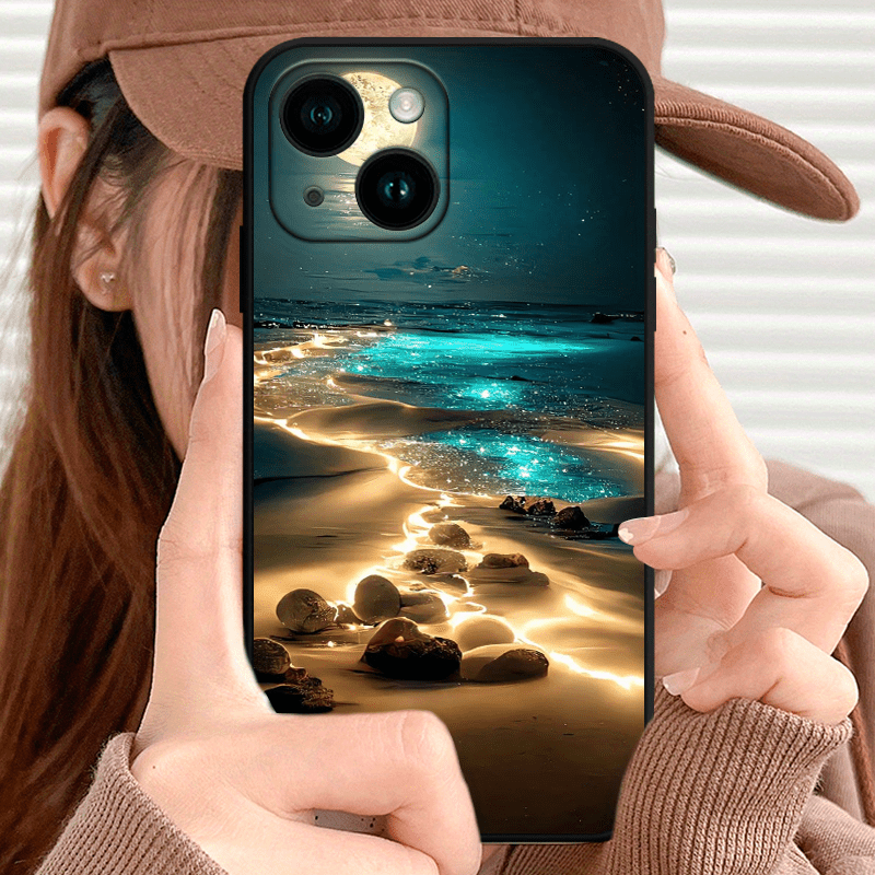 Glowing Moon Anti-Slip TPU Phone Case Bundle for iPhone Series - Durable Anti-Fingerprint Cover for Men & Women - Protective Case Pack for iPhone 15/14/13/12/11 Pro Max/SE/2022 - Gift Set