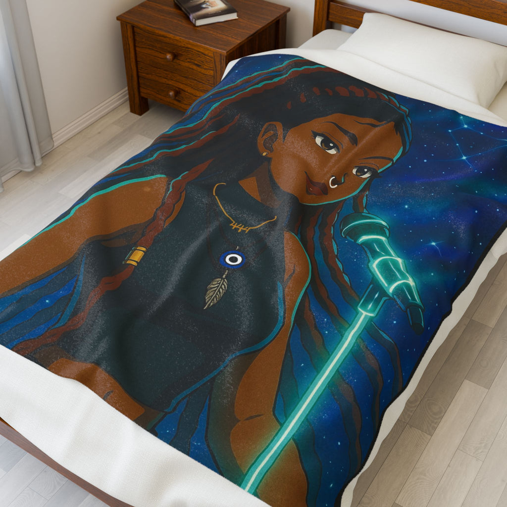 AURA Inspired Velveteen Plush Blanket with Music Motif