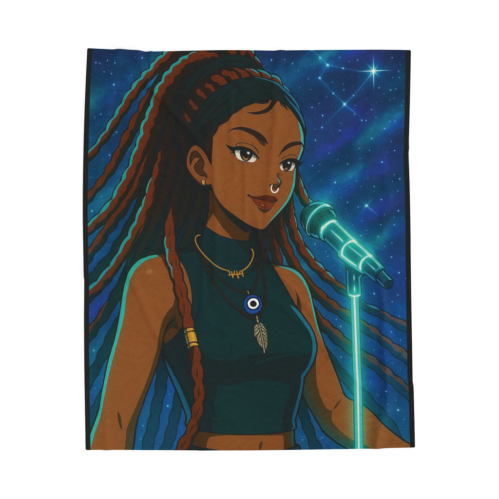 AURA Inspired Velveteen Plush Blanket with Music Motif