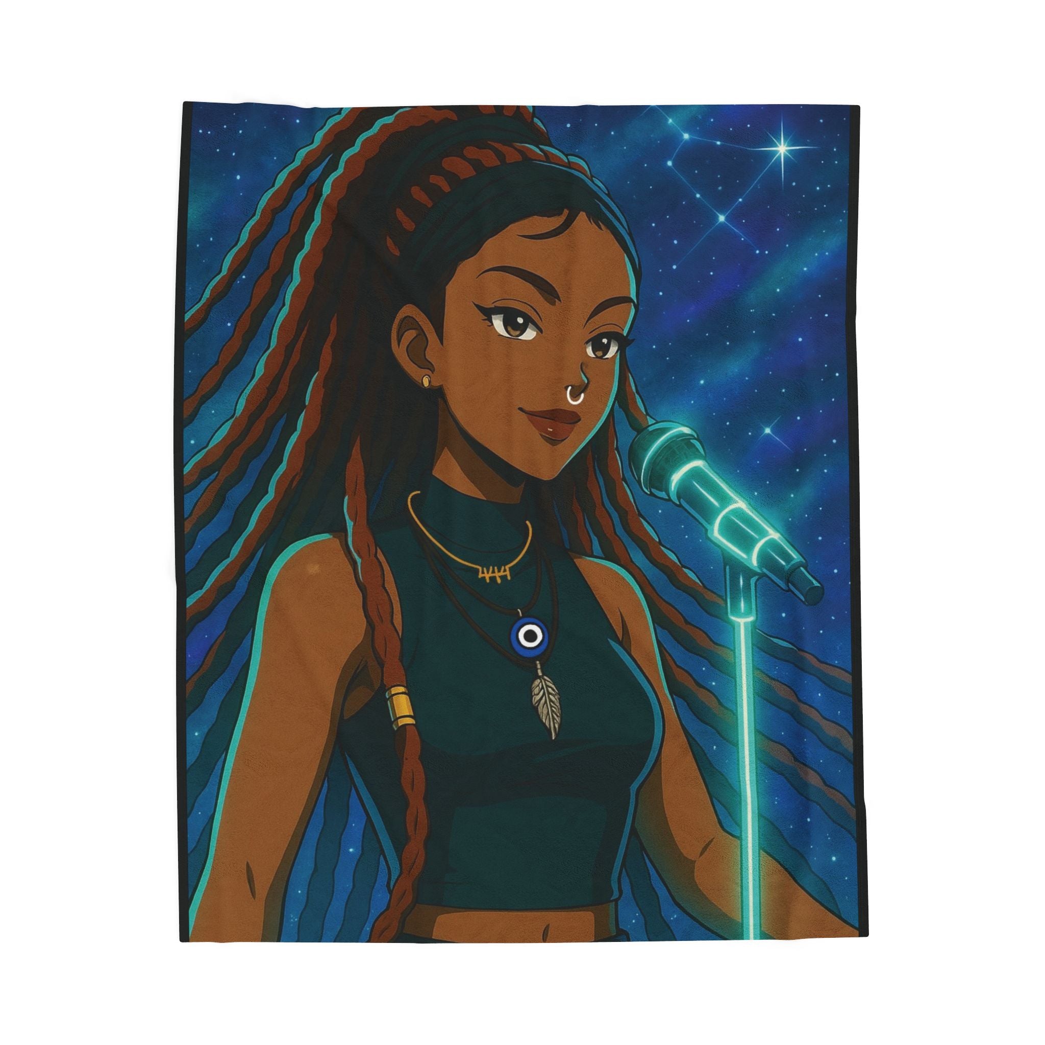AURA Inspired Velveteen Plush Blanket with Music Motif