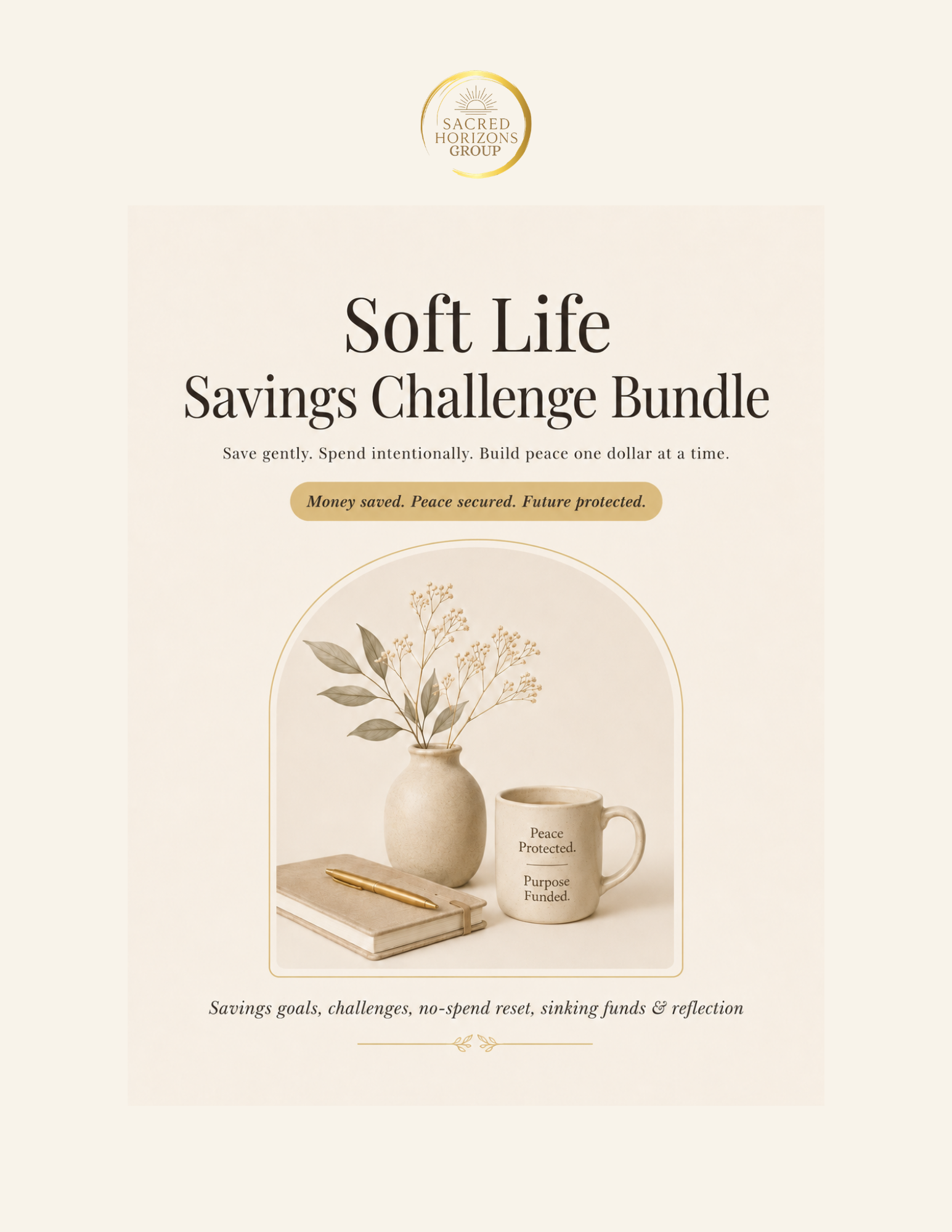 Soft Life Savings Challenge Bundle | Printable Savings Tracker + No-Spend Reset