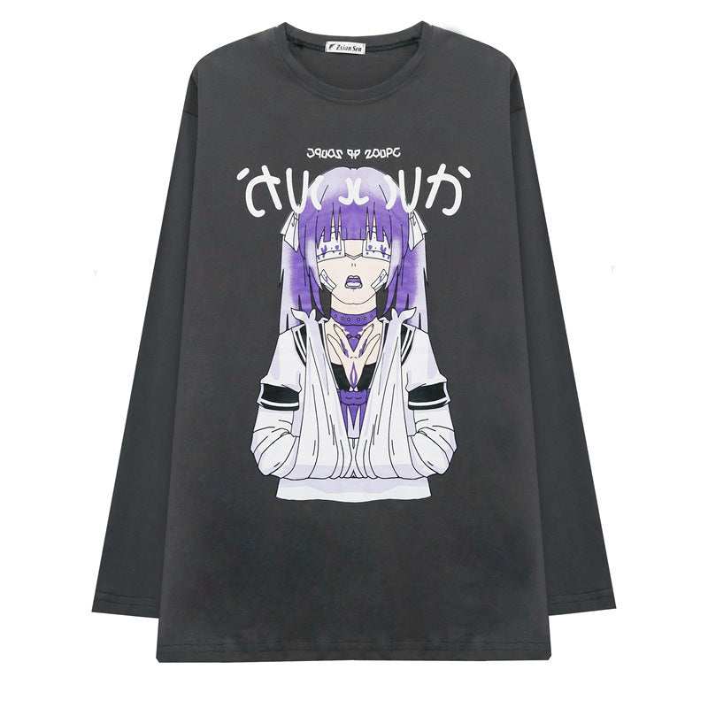 Anime all-match long sleeve t-shirt women