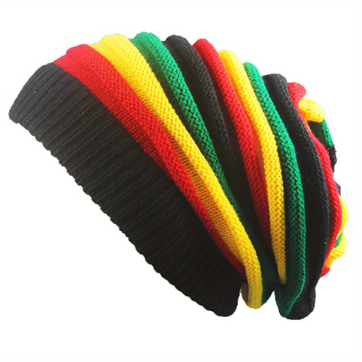 Rainbow Stripe Soft & Cozy Slouchy Beanie - Fashionable Knit Turban Hat for Warmth and Comfort - Elastic, Lightweight Skull Cap - Perfect Unisex Chemo Hat for Women and Men