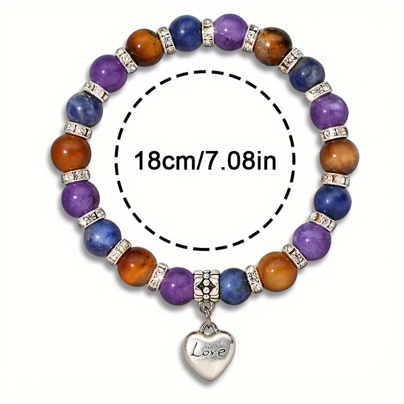 Natural Stone Artificial Crystal Bracelet: Yellow Tiger'S Eye, Amethyst, And Lapis Lazuli