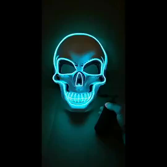 LED Luminous Halloween Skeleton Mask - Scare Your Friends with EL Cold Light Fluorescent Effect