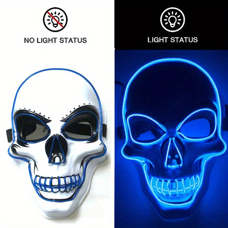 LED Luminous Halloween Skeleton Mask - Scare Your Friends with EL Cold Light Fluorescent Effect