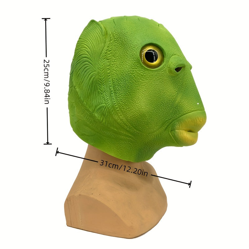 1pc, Green Fish Head Mask, Fun Photography Props, Halloween Themed Activities Birthday Parties, Party Activities, Party Favors, Party Gift Decor, Party Supplies
