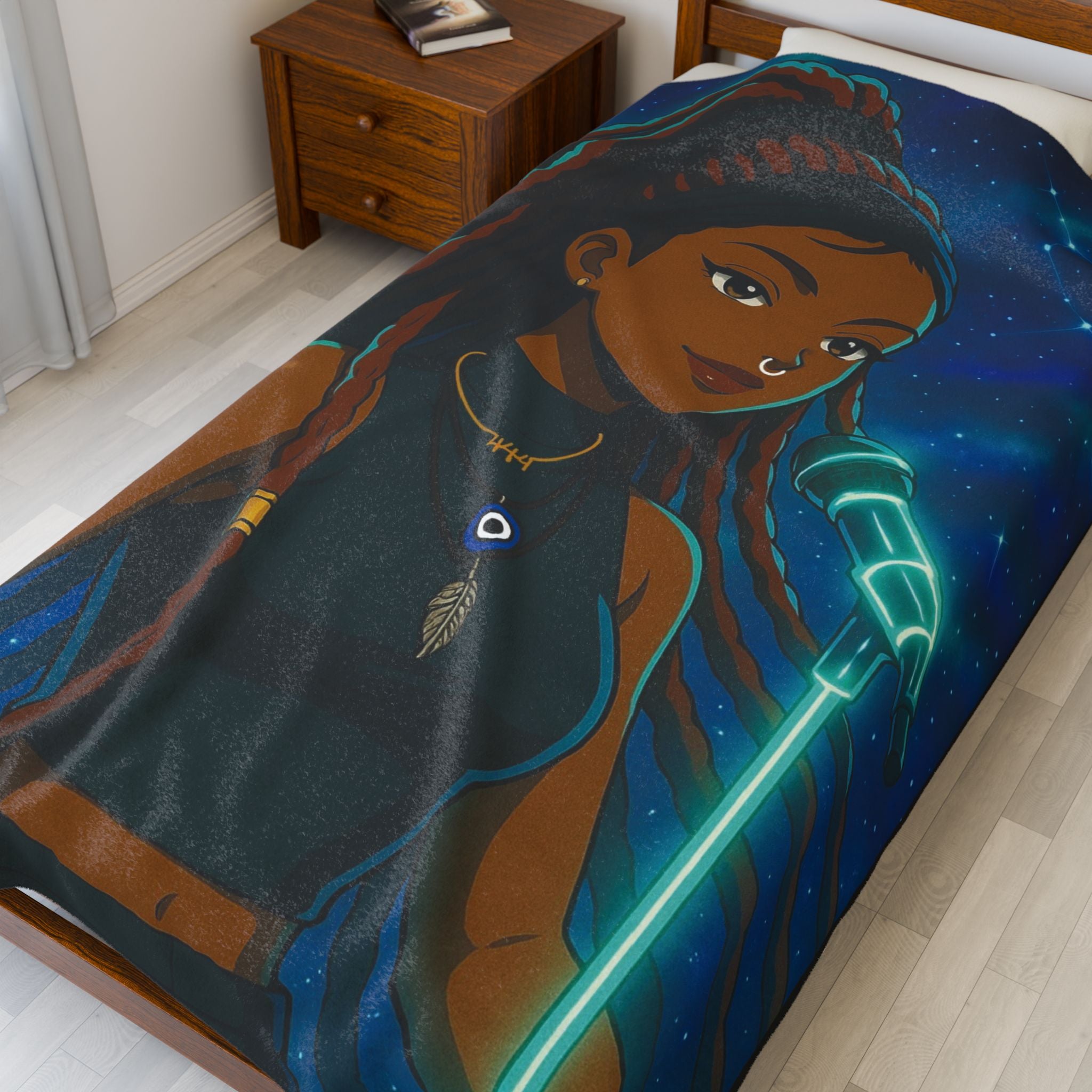 AURA Inspired Velveteen Plush Blanket with Music Motif