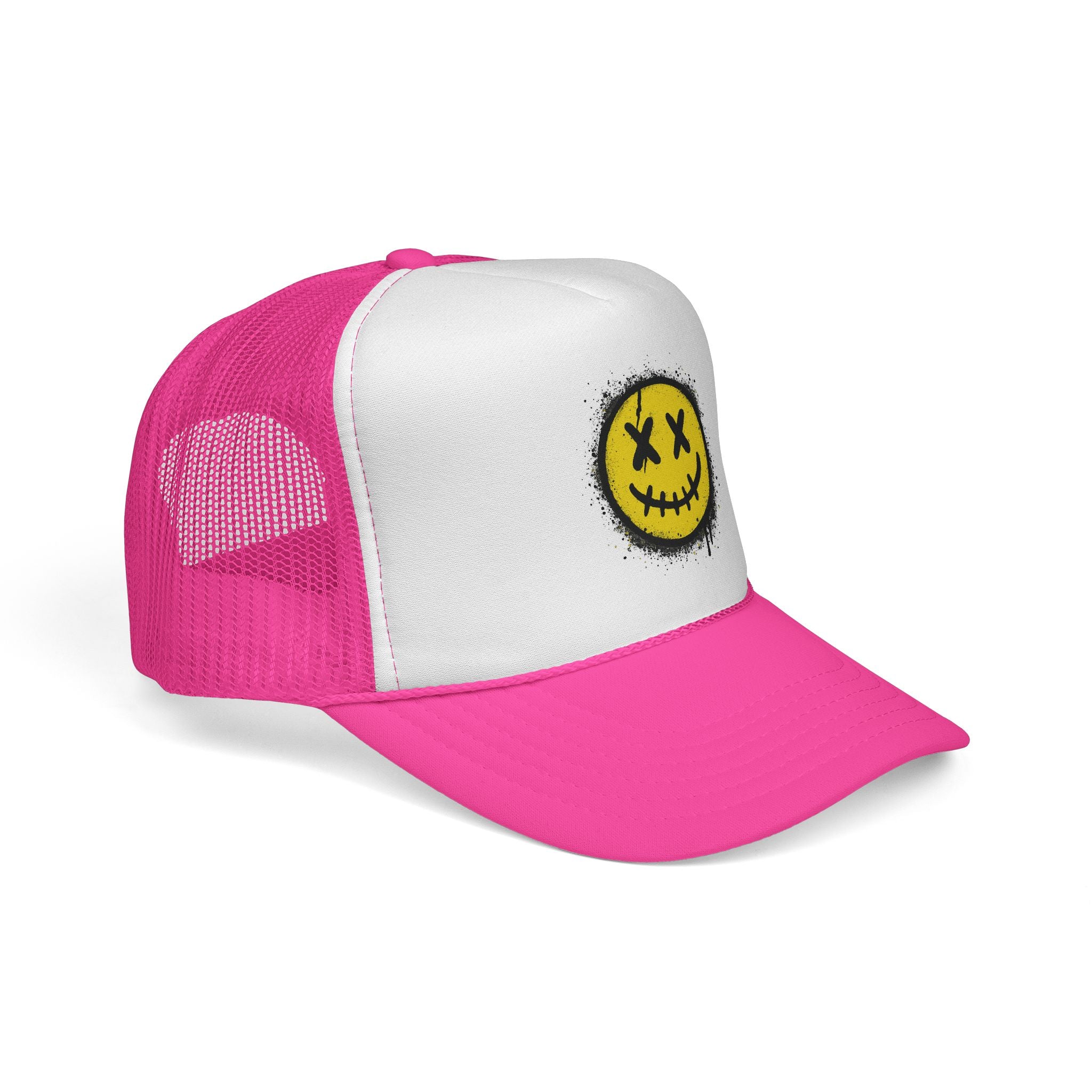 SHG Smiley Face Trucker Cap - Trendy Casual Hat for Festivals, Outdoor Events, Summer Fun, Gift for Friends, Streetwear Essential