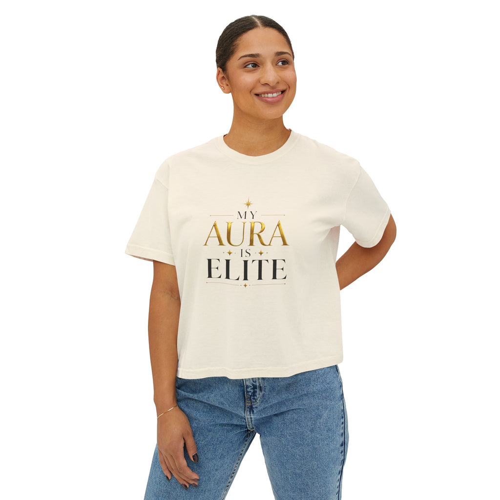 'My Aura is Elite' Crop T‑Shirt