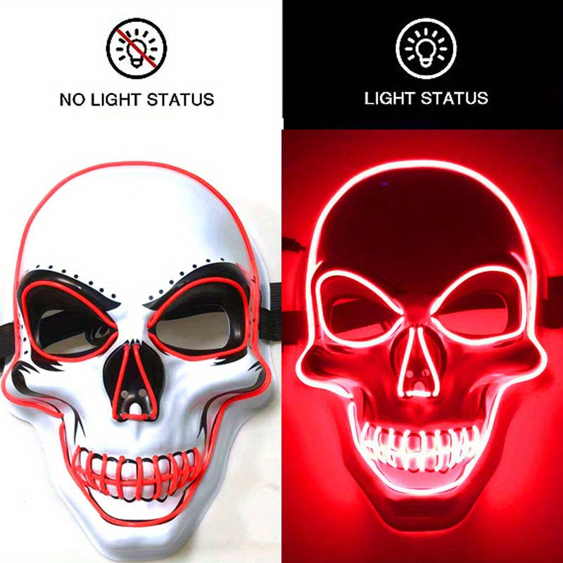 LED Luminous Halloween Skeleton Mask - Scare Your Friends with EL Cold Light Fluorescent Effect