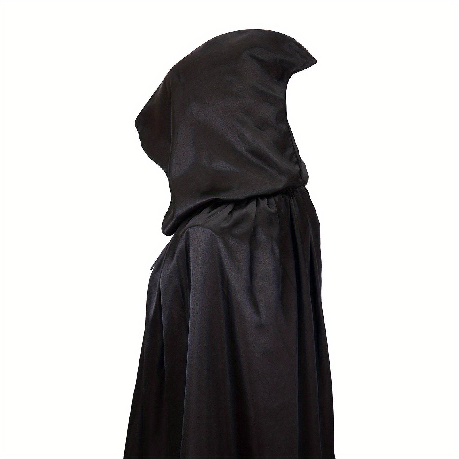 1pc Black Hooded Cloak - Witch Cosplay Accessories, Costumes Masquerade, Family Celebration Decor - Polyester - For Halloween, Cosplay, Parties - Perfect Gift for Costume Lovers & Halloween Enthusiasts