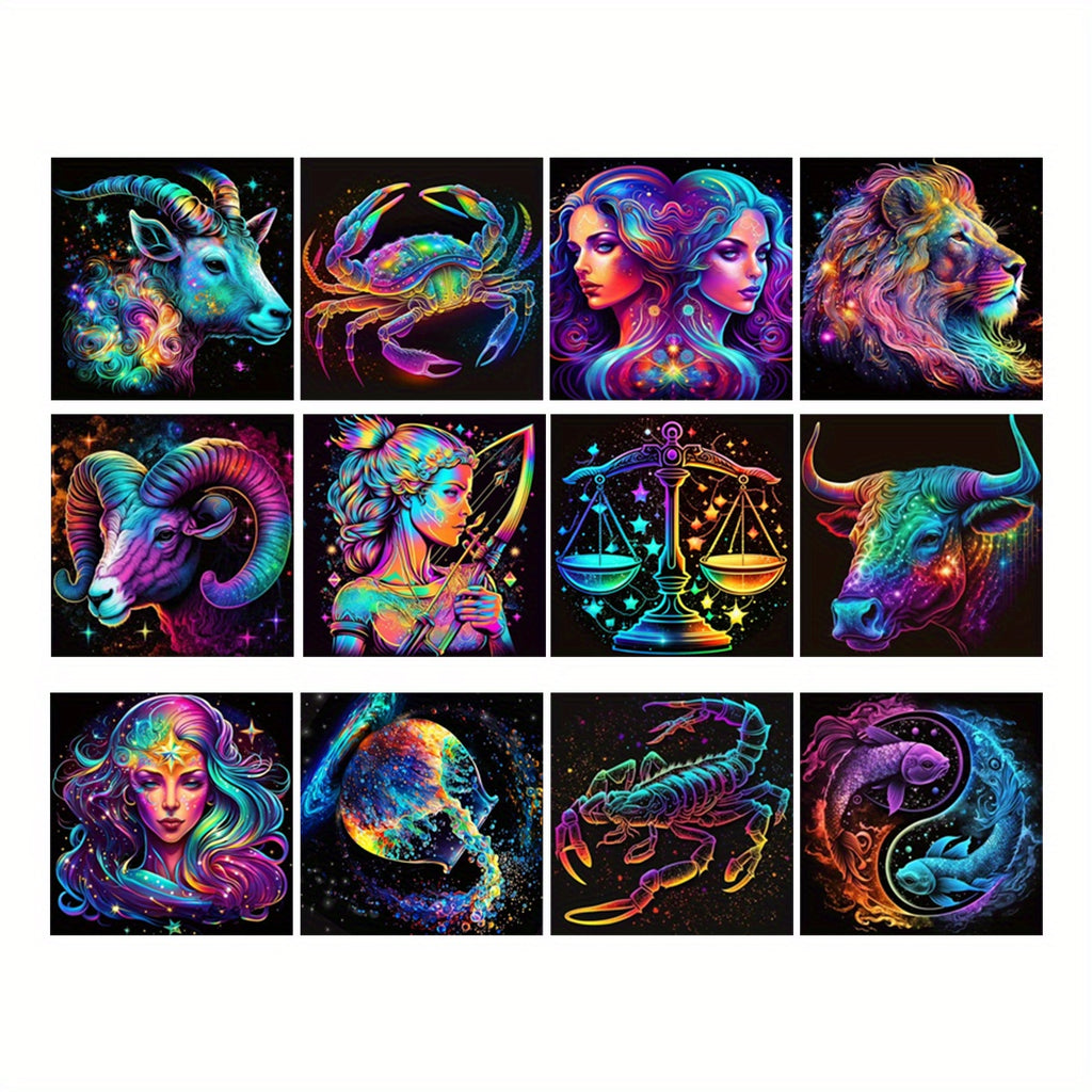 Diamond Painting - DIY 5D Zodiac Gemstone Painting White, Golden, and, Double, Triple, Crab, Lion, Virgin, and, Scorpio, and, Gemstone, Water, Art, Set, Full, Round, Diamond, Water, Art, Set, Full, Round, Diamond, Water, Art,