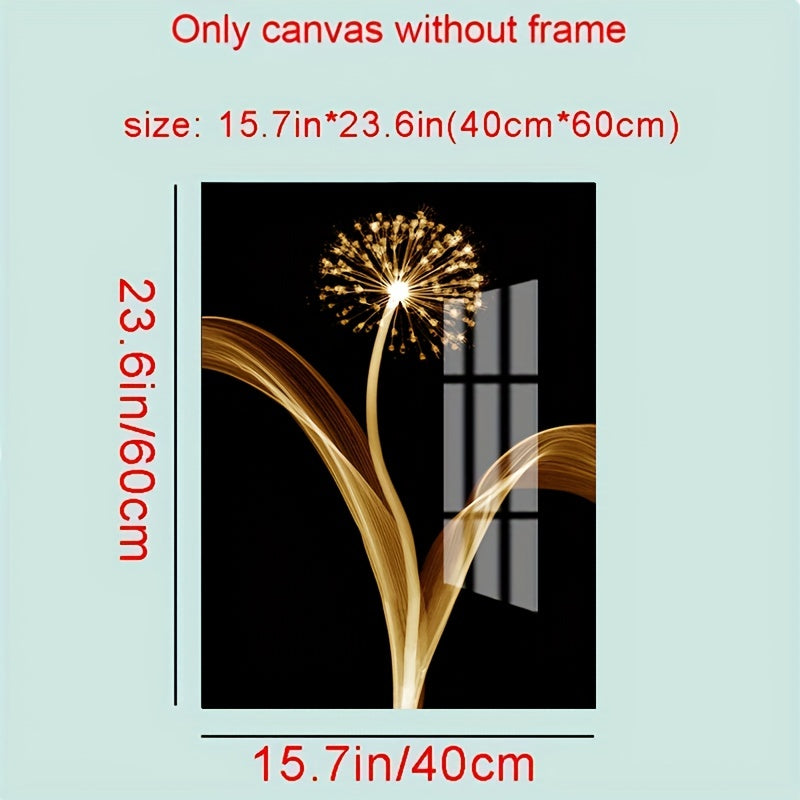 3pcs Golden Abstract Taraxacum Luxury Wall Art Canvas Painting, 15.7*23.6in/40cm*60cm, For Living Room Cuadros Decor, No Frame