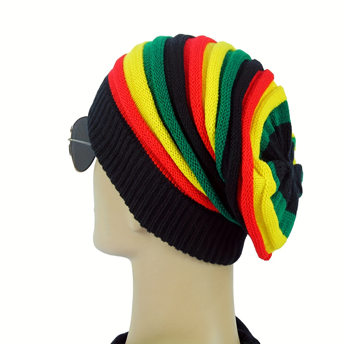 Rainbow Stripe Soft & Cozy Slouchy Beanie - Fashionable Knit Turban Hat for Warmth and Comfort - Elastic, Lightweight Skull Cap - Perfect Unisex Chemo Hat for Women and Men