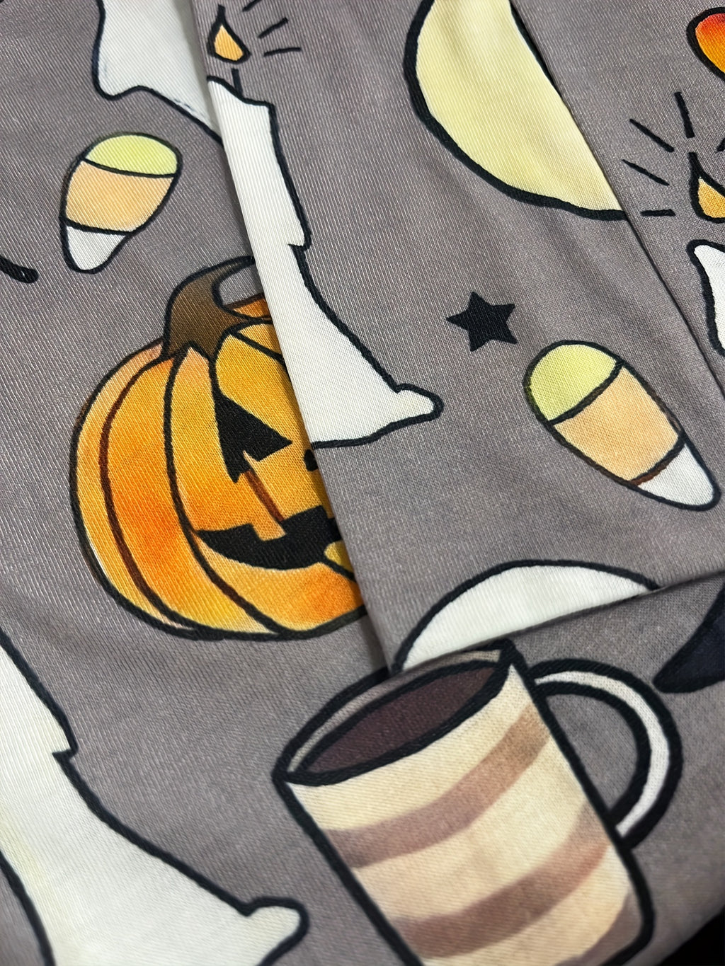 [Halloween] Plus Size Womens Cartoon Pumpkin & Skull Print Long Sleeve Open Front Sweater Cardigan - Soft, Cozy, and Spooky Halloween Fashion - Perfect for Autumn and Holiday Parties