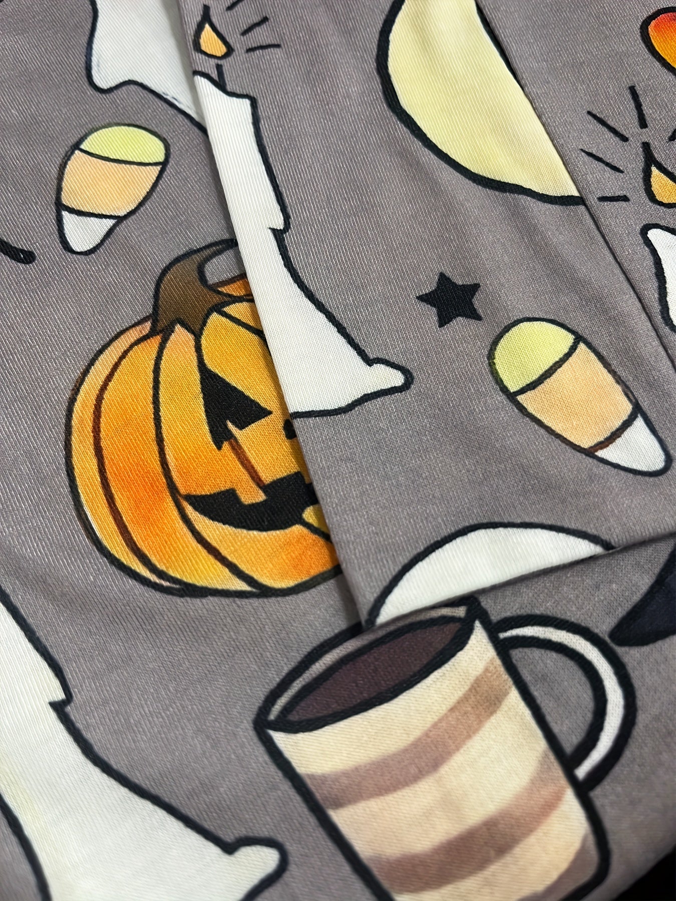 [Halloween] Plus Size Womens Cartoon Pumpkin & Skull Print Long Sleeve Open Front Sweater Cardigan - Soft, Cozy, and Spooky Halloween Fashion - Perfect for Autumn and Holiday Parties