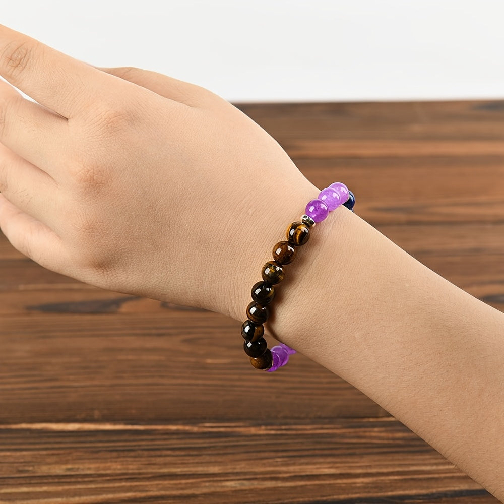Crystal Bracelet Beaded Tiger's Eye Stone Jewelry For Men And Women, The Perfect Gift For Handmade Beaded Jewelry, Brings Serenity & Luck-Infused With Prosperity Energy