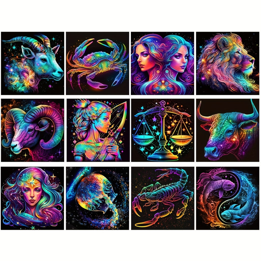 Diamond Painting - DIY 5D Zodiac Gemstone Painting White, Golden, and, Double, Triple, Crab, Lion, Virgin, and, Scorpio, and, Gemstone, Water, Art, Set, Full, Round, Diamond, Water, Art, Set, Full, Round, Diamond, Water, Art,