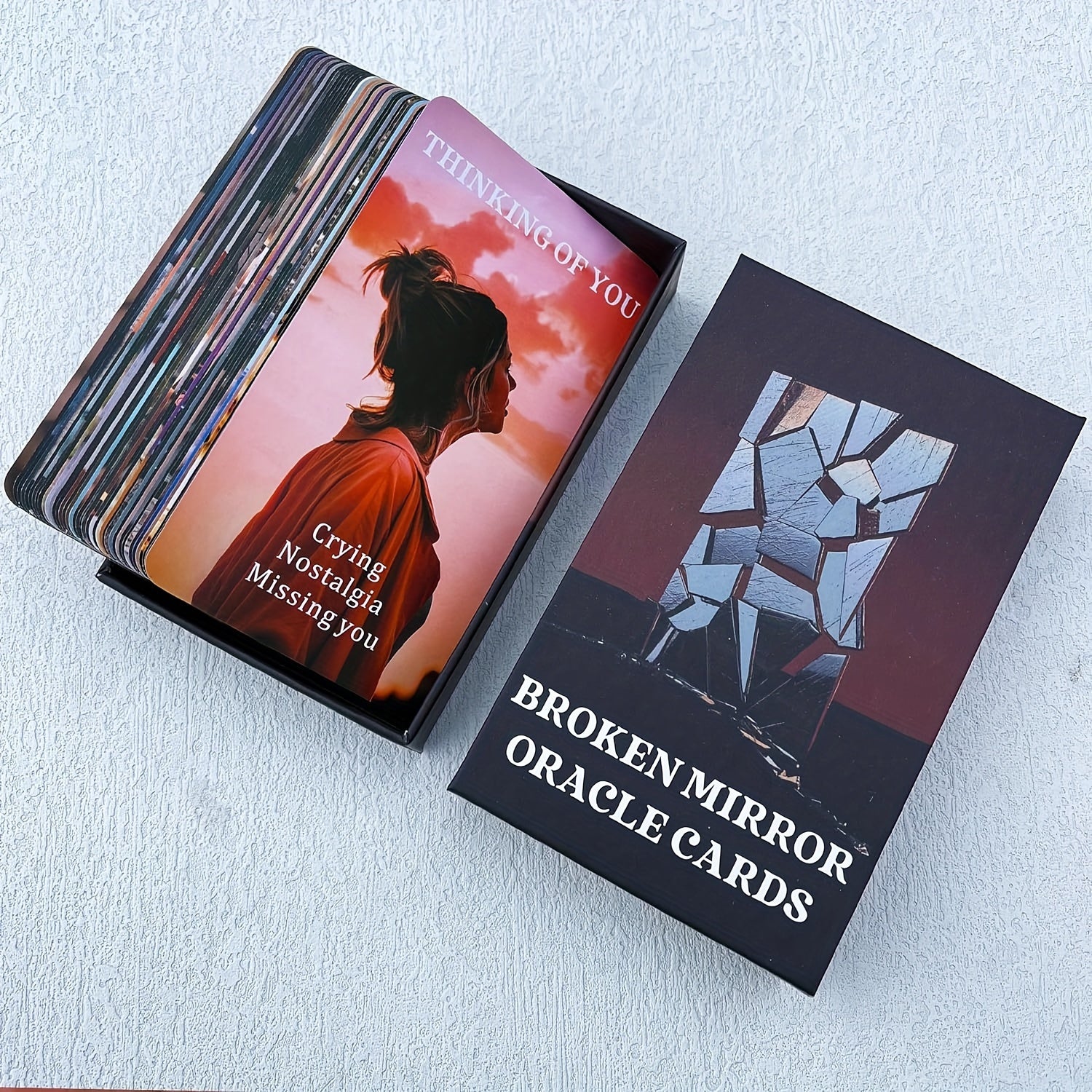 Broken Mirror Oracle Cards Deck for Love & Relationships | Divination Tarot Card Set with Guide | Psychic Soulmate Readings & Fortune Telling | Card Stock Material, 14+ Accessory for Beginners