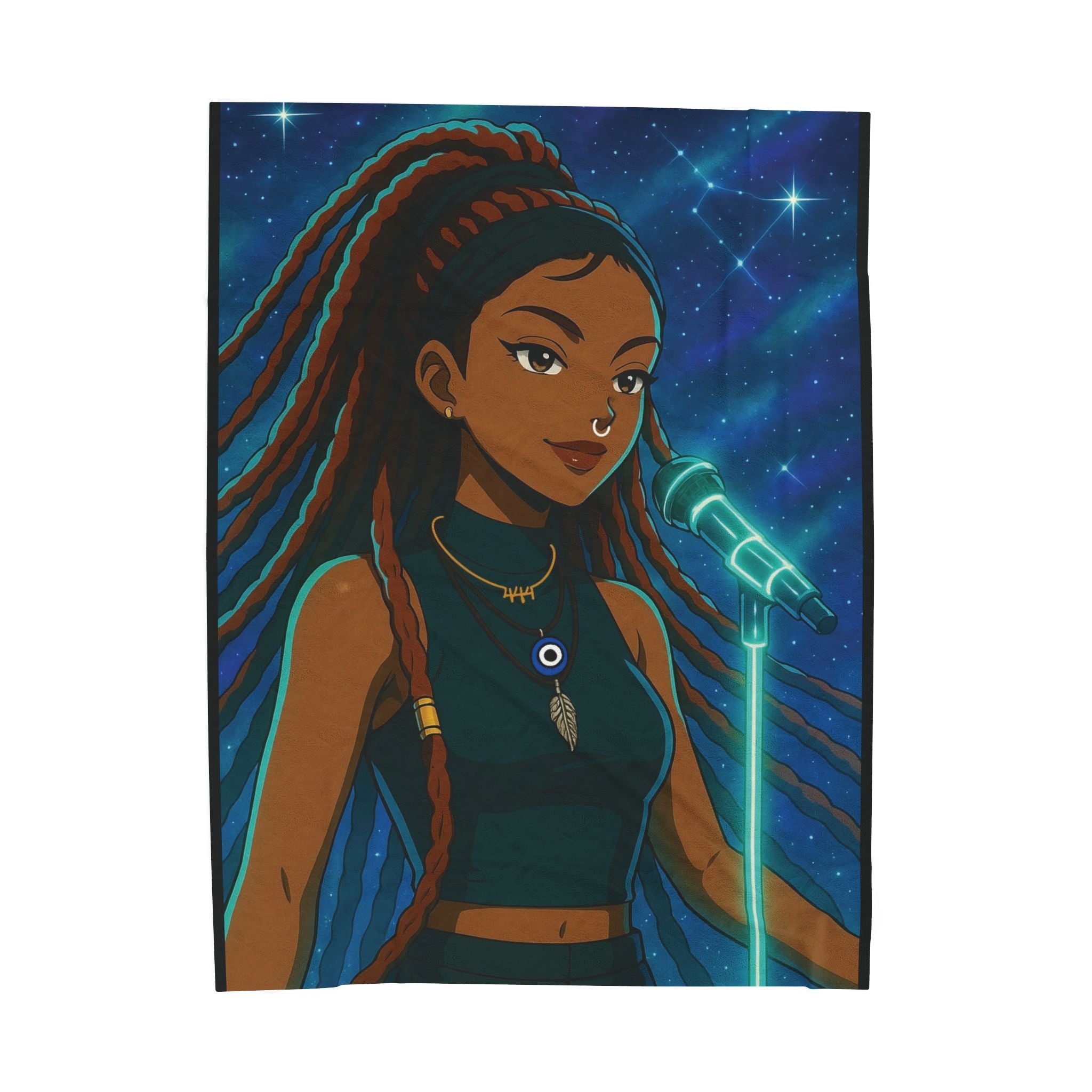 AURA Inspired Velveteen Plush Blanket with Music Motif