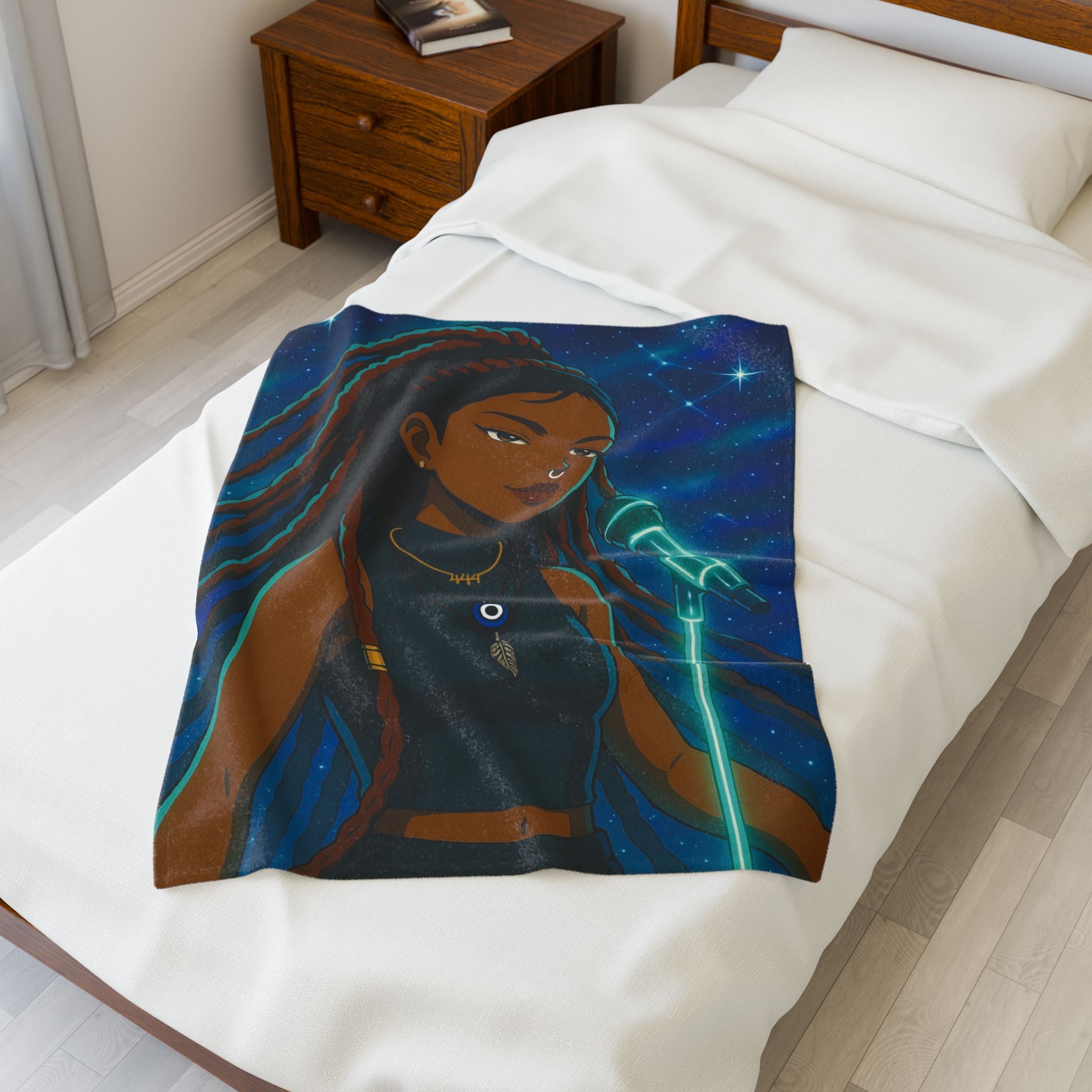 AURA Inspired Velveteen Plush Blanket with Music Motif