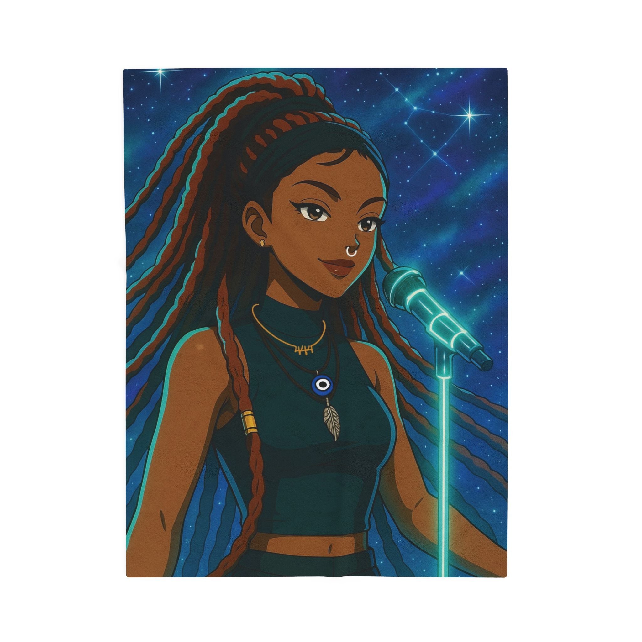 AURA Inspired Velveteen Plush Blanket with Music Motif