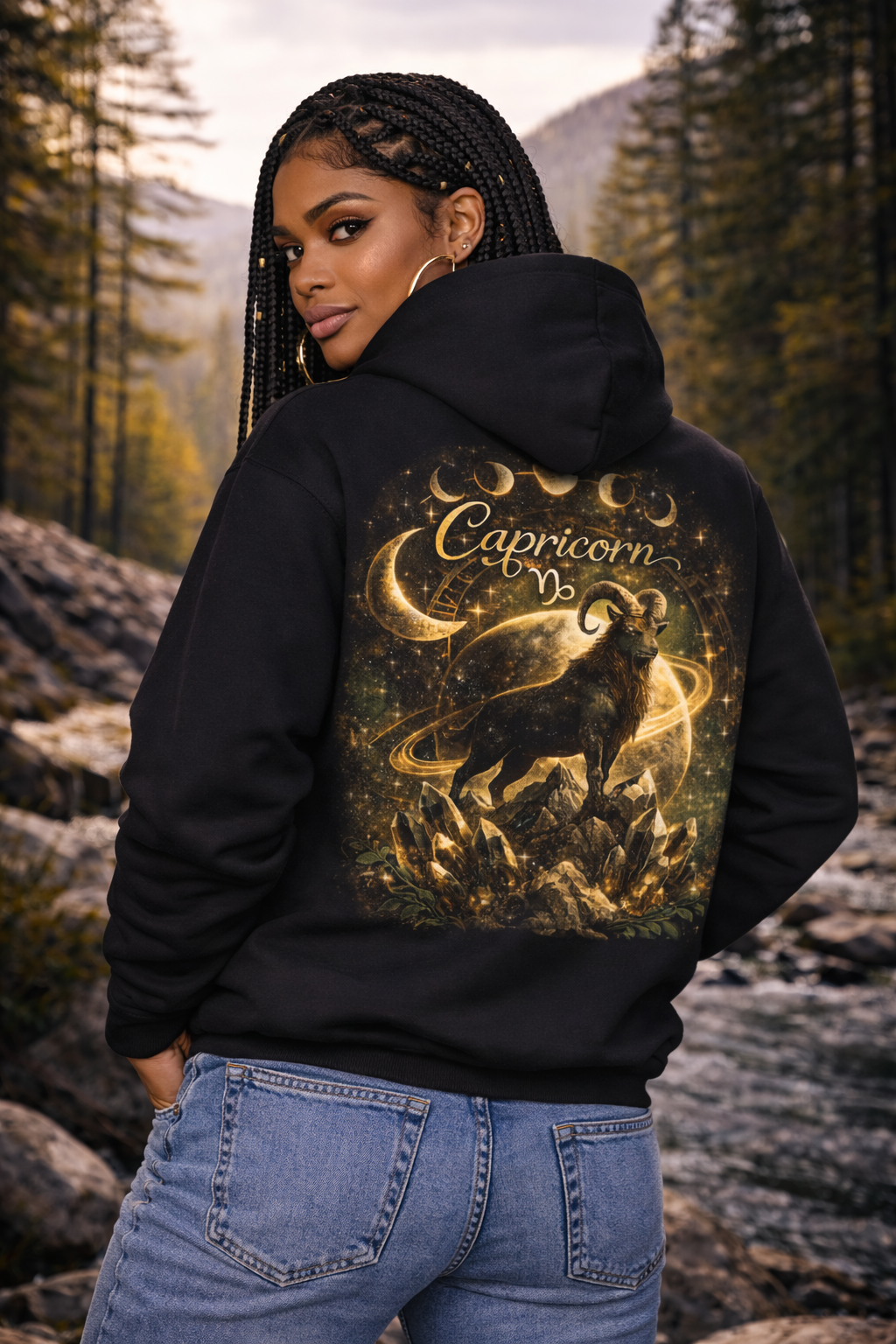 ♑ Capricorn Zodiac Hoodie - Mystical Earth Energy