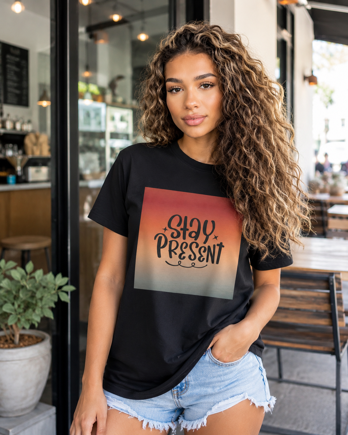 Stay Present Mindfulness Graphic T-Shirt