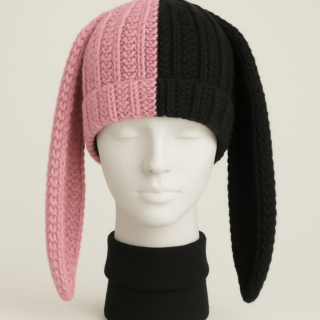 SHG Handmade Crochet Bunny Ear Beanie – Two-Tone & Solid Styles