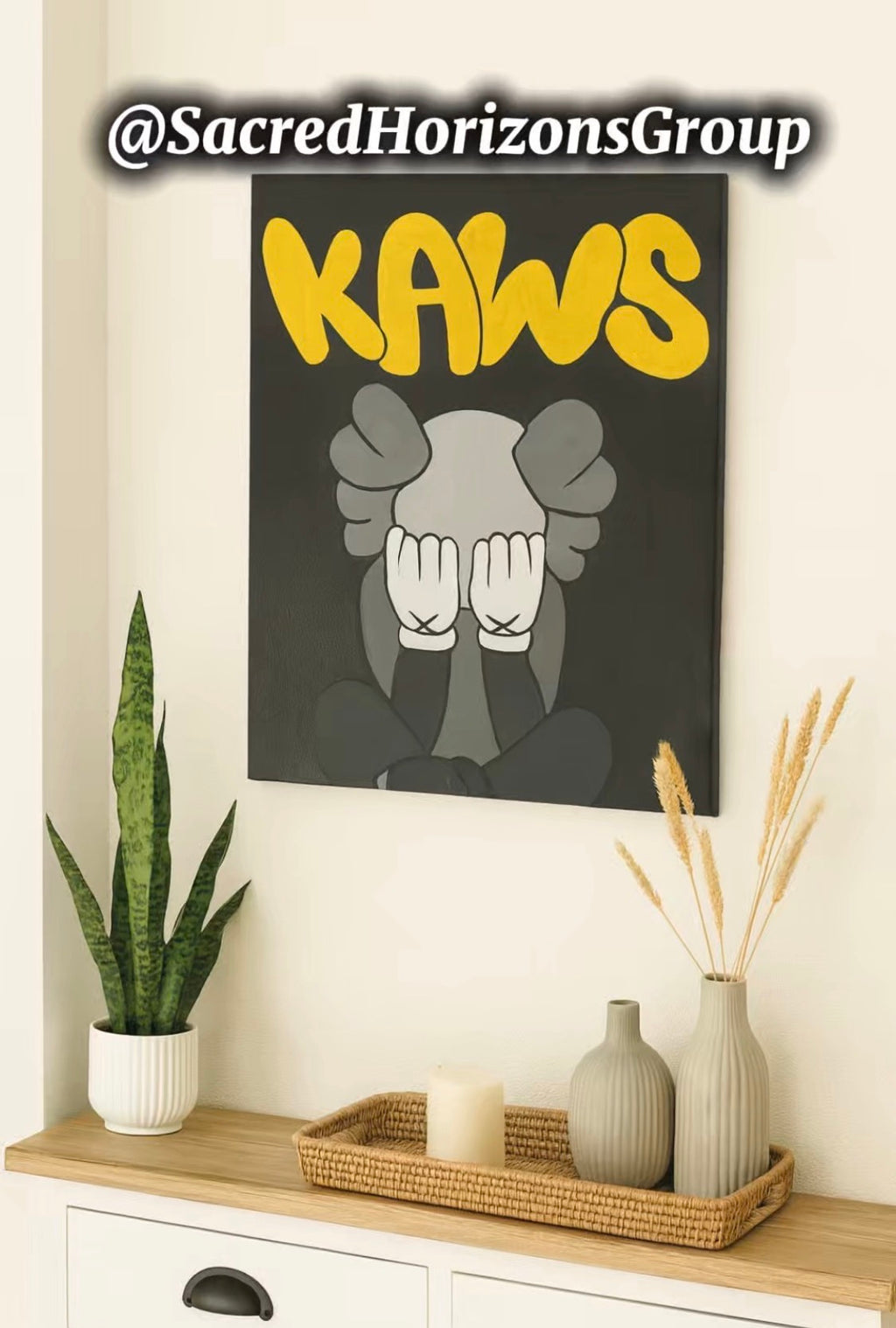 SHG KAWS-Inspired Canvas Art- Minimalist Acrylic Painting