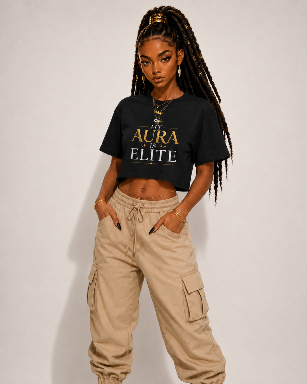 'My Aura is Elite' Crop T‑Shirt