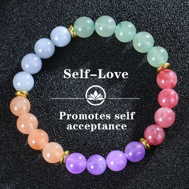 Bohemia Colorful Stone Bracelet Tigereye Crystal String Beads Yoga Stone Bracelet 7 Chakras Card Bracelet