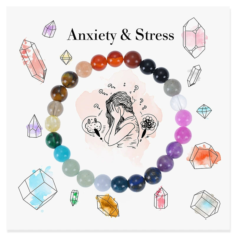 Bohemia Colorful Stone Bracelet Tigereye Crystal String Beads Yoga Stone Bracelet 7 Chakras Card Bracelet