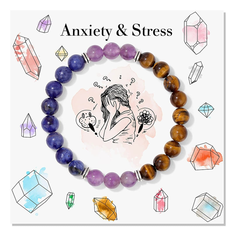 Bohemia Colorful Stone Bracelet Tigereye Crystal String Beads Yoga Stone Bracelet 7 Chakras Card Bracelet