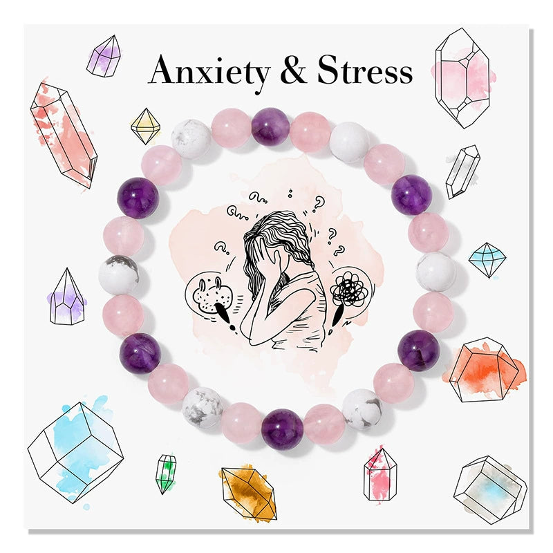 Bohemia Colorful Stone Bracelet Tigereye Crystal String Beads Yoga Stone Bracelet 7 Chakras Card Bracelet