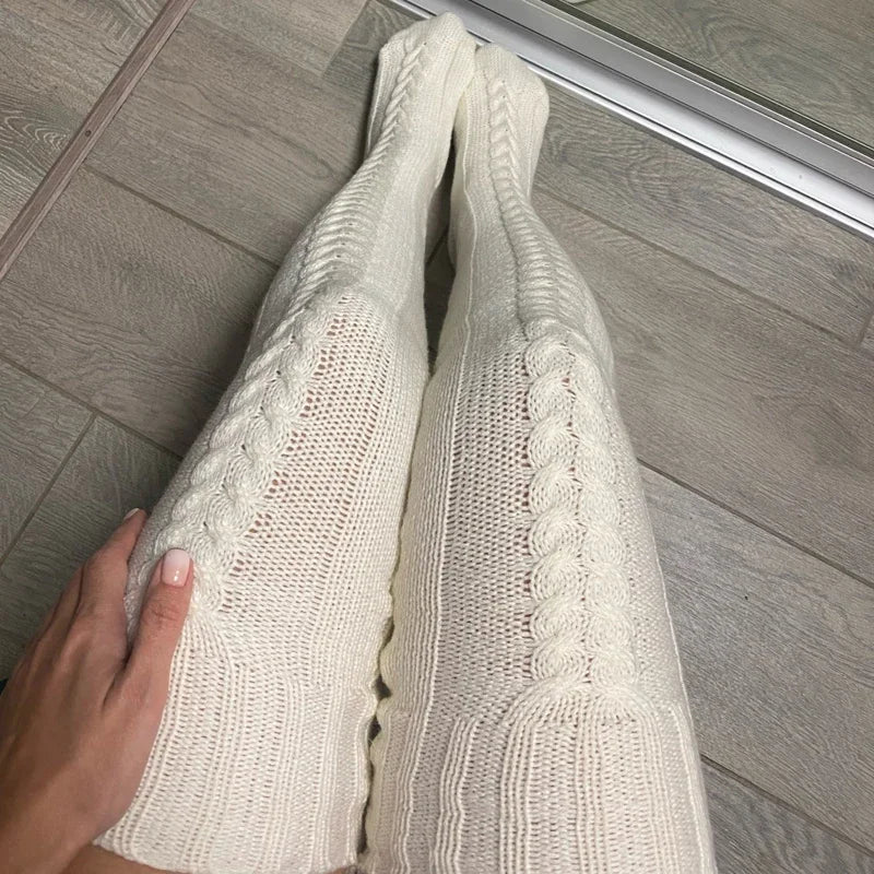 Thigh High Stockings Women Winter Warm Ladies Girls Black White Over Above Knee Sock Extra Long Female plus size Foot Leg Warmer