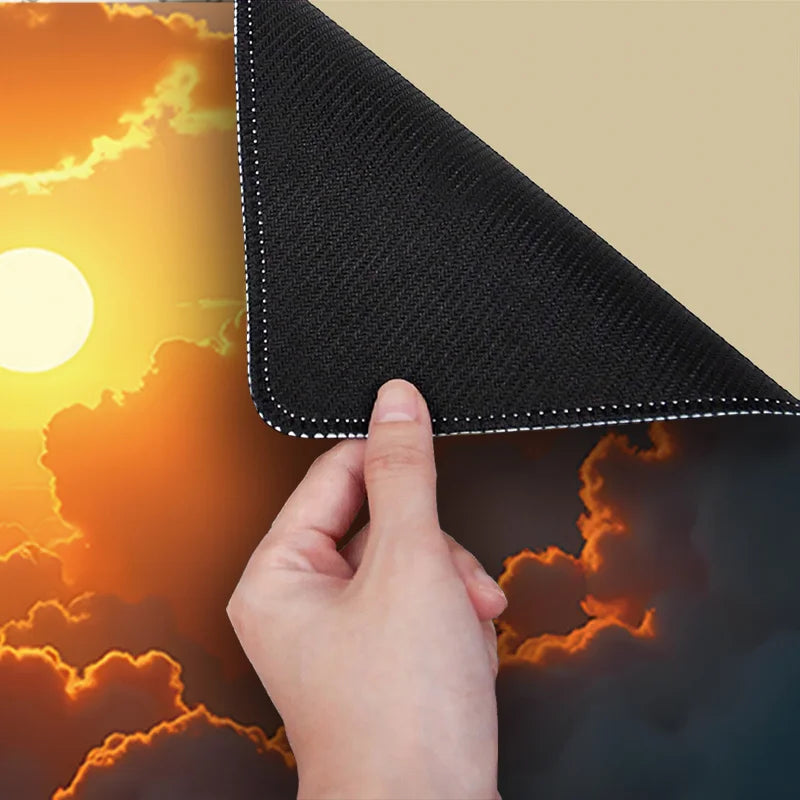 Extra-Large Vibrant Sunset Desk Mat with Aesthetic Clouds | 35.4x15.7 Inch Non-Slip Rubber Base Keyboard Pad | Smooth Surface fo